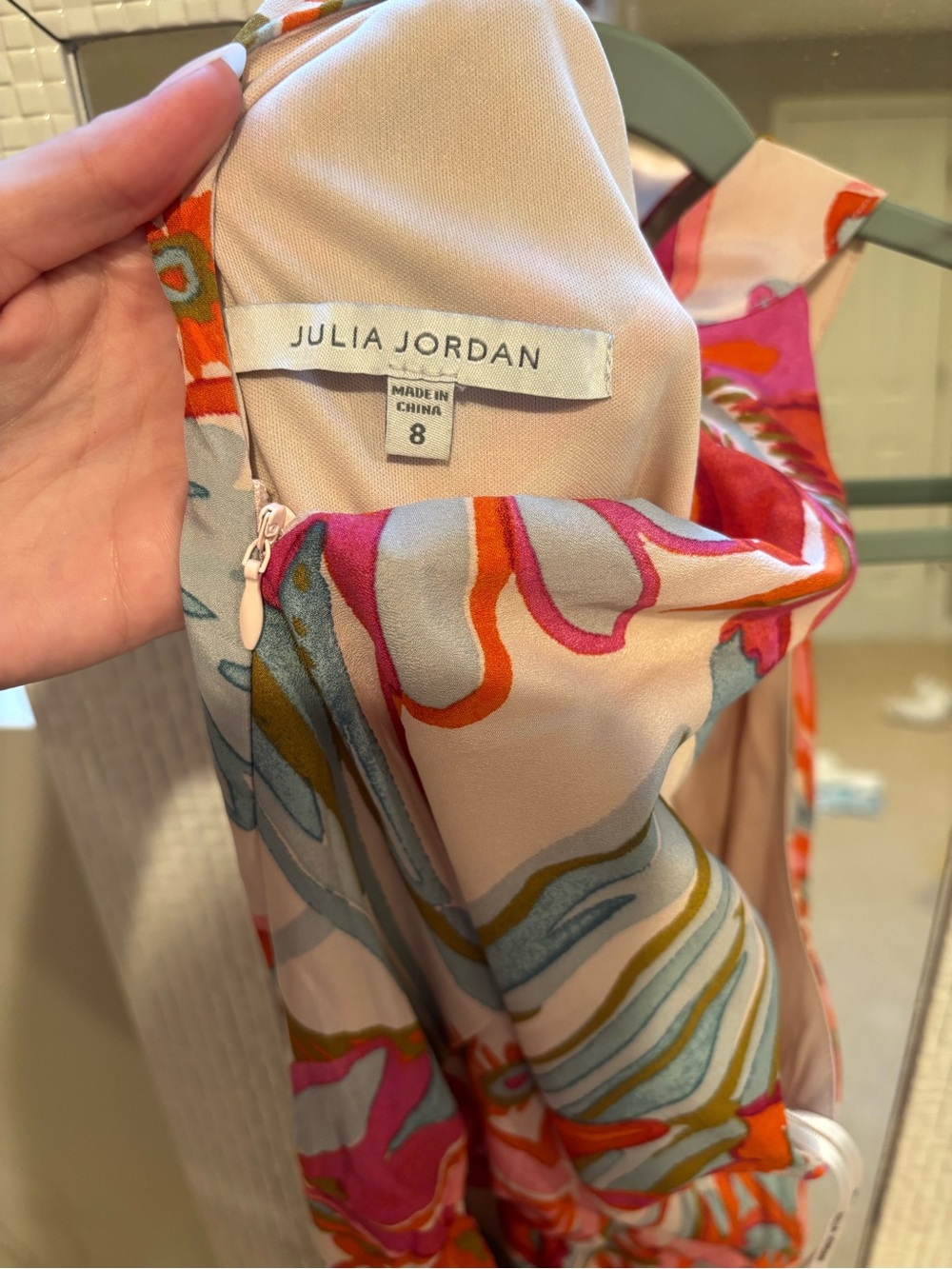 NWT Nordstrom Floral Halter Midi Dress in Pink, Coral and Green - Picture 7 of 7